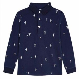 Mayoral Navy Polo with Astronaut Print Boys Size 5T